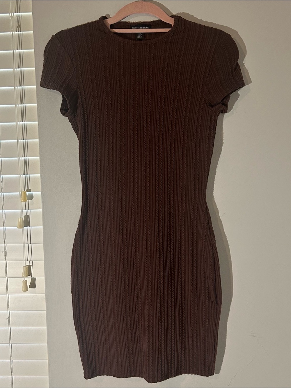 PrettyLittleThing Chocolate Ribbed Mini Dress - Picture 3 of 6